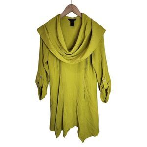 Ali‎ Miles Tunic Women's Medium Cowl Neck Chartreuse Green
